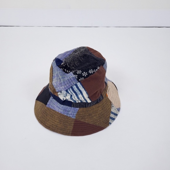 Patchwork bucket hat hemp cotton lined 90s y2k neutral earth tones - Picture 7 of 13
